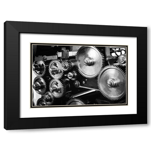 Gears Upon Gears Black Modern Wood Framed Art Print with Double Matting by Hausenflock, Alan