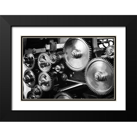 Gears Upon Gears Black Modern Wood Framed Art Print with Double Matting by Hausenflock, Alan