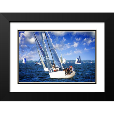 Sailing Away II Black Modern Wood Framed Art Print with Double Matting by Hausenflock, Alan