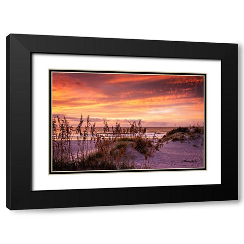 Fiery Beach Sunrise Black Modern Wood Framed Art Print with Double Matting by Hausenflock, Alan