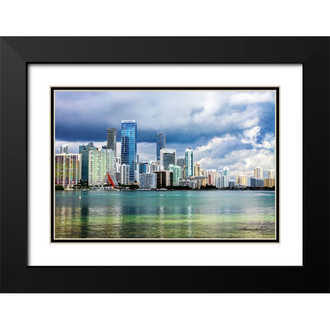 Downtown Miami Black Modern Wood Framed Art Print with Double Matting by Hausenflock, Alan