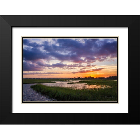 Sunset in the Marsh Black Modern Wood Framed Art Print with Double Matting by Hausenflock, Alan