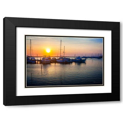 Sunset on the Boats Black Modern Wood Framed Art Print with Double Matting by Hausenflock, Alan