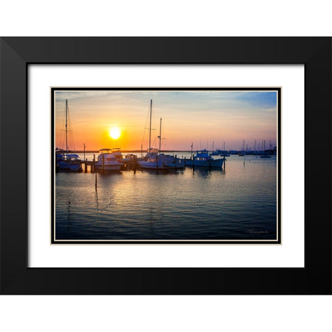 Sunset on the Boats Black Modern Wood Framed Art Print with Double Matting by Hausenflock, Alan