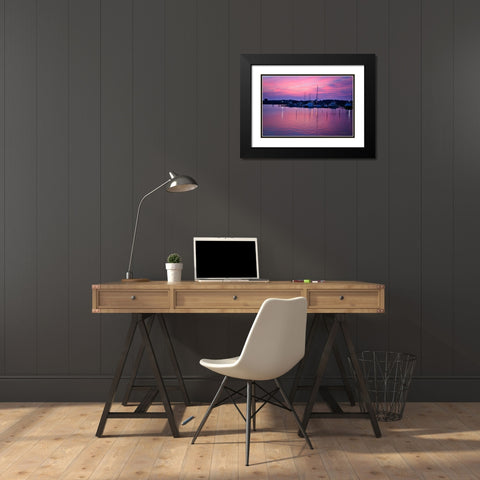 Harbor Sunrise Black Modern Wood Framed Art Print with Double Matting by Hausenflock, Alan