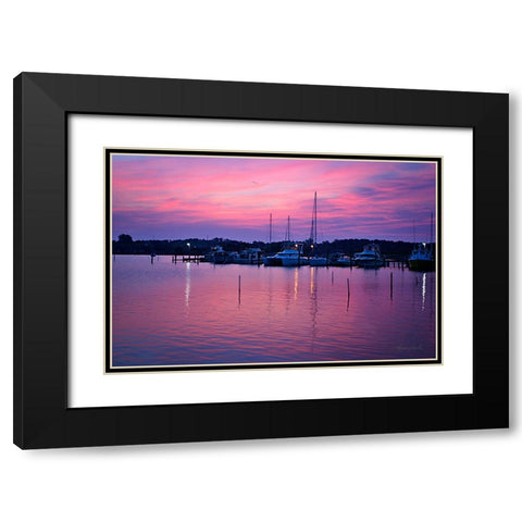 Harbor Sunrise Black Modern Wood Framed Art Print with Double Matting by Hausenflock, Alan