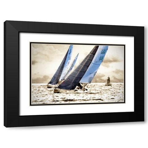 Racing Waters I Black Modern Wood Framed Art Print with Double Matting by Hausenflock, Alan