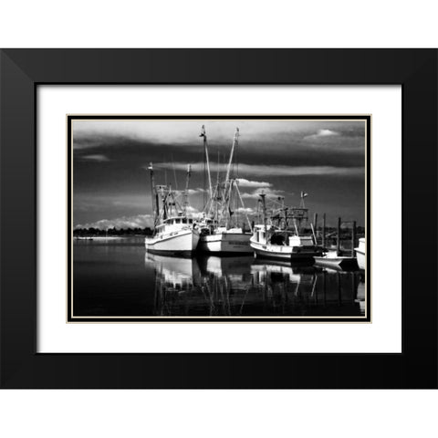Fishing Boats I Black Modern Wood Framed Art Print with Double Matting by Hausenflock, Alan