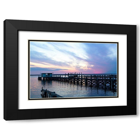 Dockside Sunset II Black Modern Wood Framed Art Print with Double Matting by Hausenflock, Alan