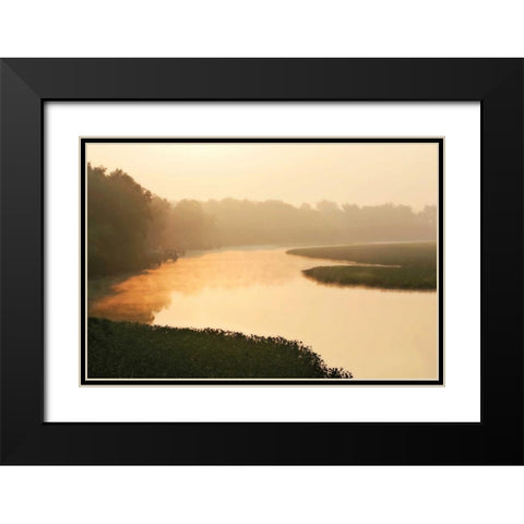 Fog on the Mattaponi II Black Modern Wood Framed Art Print with Double Matting by Hausenflock, Alan