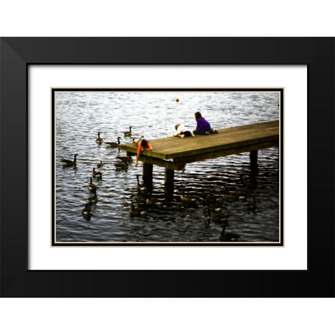 Feeding the Geese III Black Modern Wood Framed Art Print with Double Matting by Hausenflock, Alan