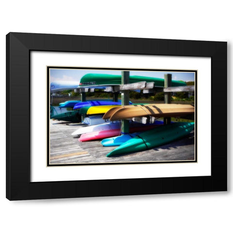 Kayaks II Black Modern Wood Framed Art Print with Double Matting by Hausenflock, Alan