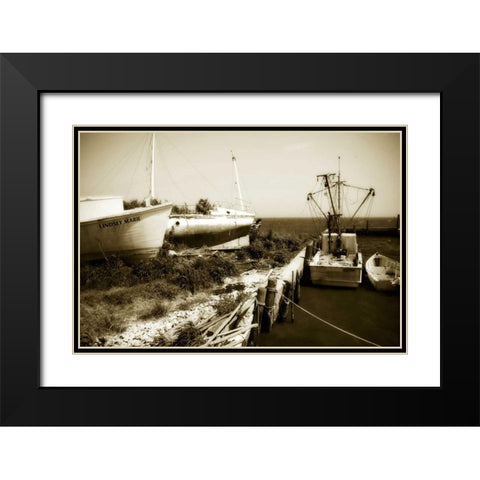 Boat Yard II Black Modern Wood Framed Art Print with Double Matting by Hausenflock, Alan