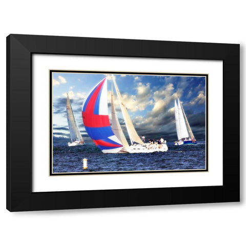 Sailing at Sunset II Black Modern Wood Framed Art Print with Double Matting by Hausenflock, Alan