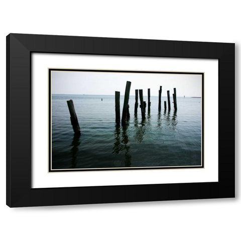 Pilings II Black Modern Wood Framed Art Print with Double Matting by Hausenflock, Alan