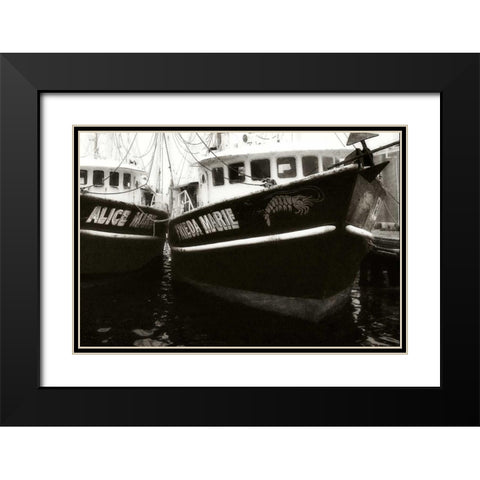 Beaufort Shrimpers Black Modern Wood Framed Art Print with Double Matting by Hausenflock, Alan