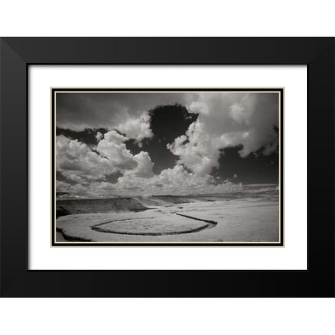 Yellowstone Creek and Clouds II Black Modern Wood Framed Art Print with Double Matting by Johnson, George