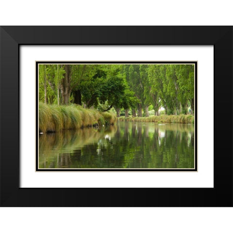 Avon River II Black Modern Wood Framed Art Print with Double Matting by Johnson, George