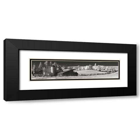 Wheel Barn and Fields Black Modern Wood Framed Art Print with Double Matting by Johnson, George