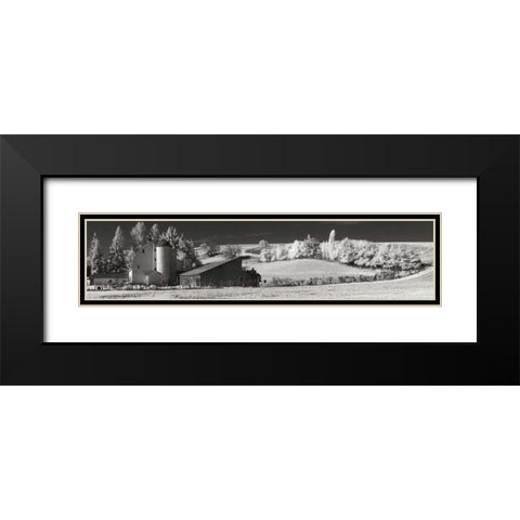Wheel Barn and Fields Black Modern Wood Framed Art Print with Double Matting by Johnson, George