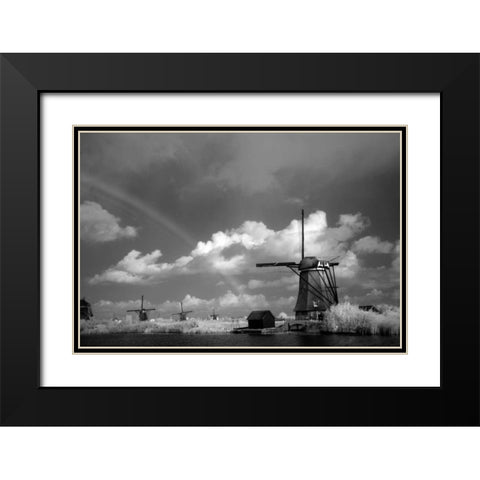 Windmill I Black Modern Wood Framed Art Print with Double Matting by Johnson, George