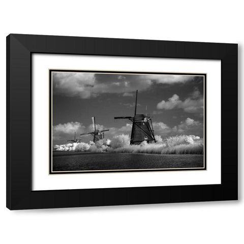 Windmill II Black Modern Wood Framed Art Print with Double Matting by Johnson, George