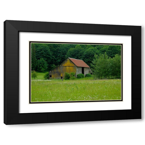 North Cascades Barn Black Modern Wood Framed Art Print with Double Matting by Johnson, George