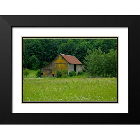 North Cascades Barn Black Modern Wood Framed Art Print with Double Matting by Johnson, George