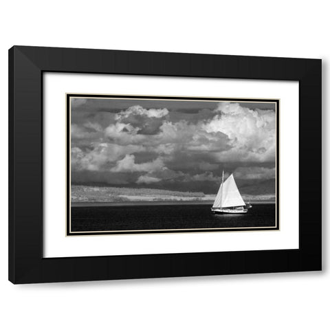 Port Townsend Sailboat II Black Modern Wood Framed Art Print with Double Matting by Johnson, George