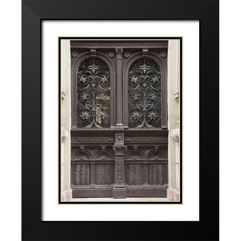 Budapest Double Door Black Modern Wood Framed Art Print with Double Matting by Johnson, George