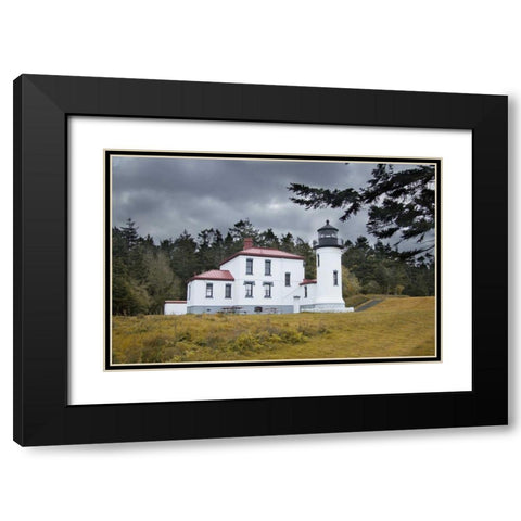 Admiralty Head Lighthouse Black Modern Wood Framed Art Print with Double Matting by Johnson, George