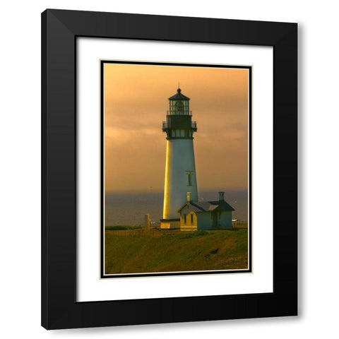 Yaquina Head Lighthouse Black Modern Wood Framed Art Print with Double Matting by Johnson, George