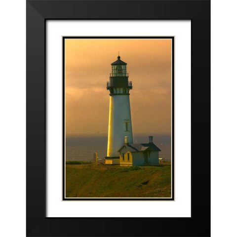 Yaquina Head Lighthouse Black Modern Wood Framed Art Print with Double Matting by Johnson, George