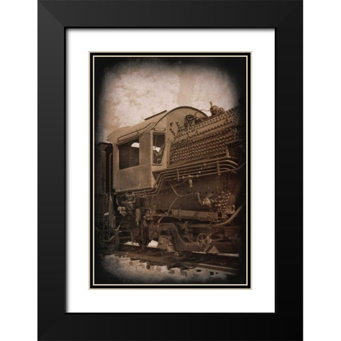 Hog Heads Office Black Modern Wood Framed Art Print with Double Matting by Johnson, George