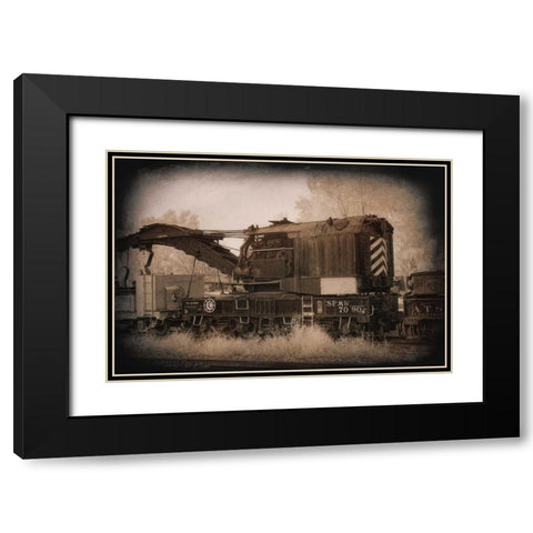 Work Train Black Modern Wood Framed Art Print with Double Matting by Johnson, George