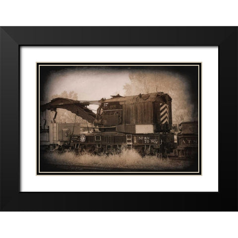 Work Train Black Modern Wood Framed Art Print with Double Matting by Johnson, George