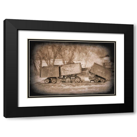 Mine Cars Black Modern Wood Framed Art Print with Double Matting by Johnson, George