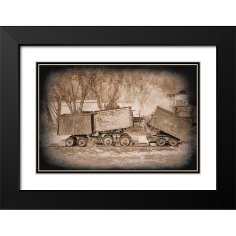 Mine Cars Black Modern Wood Framed Art Print with Double Matting by Johnson, George