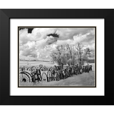 Wheel Fence the Palouse Black Modern Wood Framed Art Print with Double Matting by Johnson, George