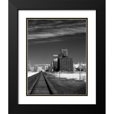 Railroad Grain Storage Black Modern Wood Framed Art Print with Double Matting by Johnson, George