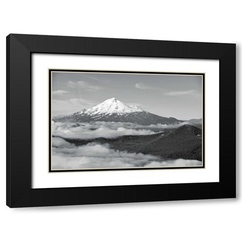 BW Mt. Shasta Black Modern Wood Framed Art Print with Double Matting by Kidd, Brian