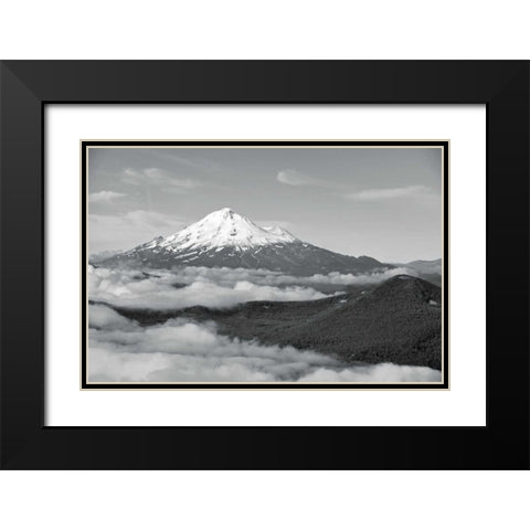 BW Mt. Shasta Black Modern Wood Framed Art Print with Double Matting by Kidd, Brian