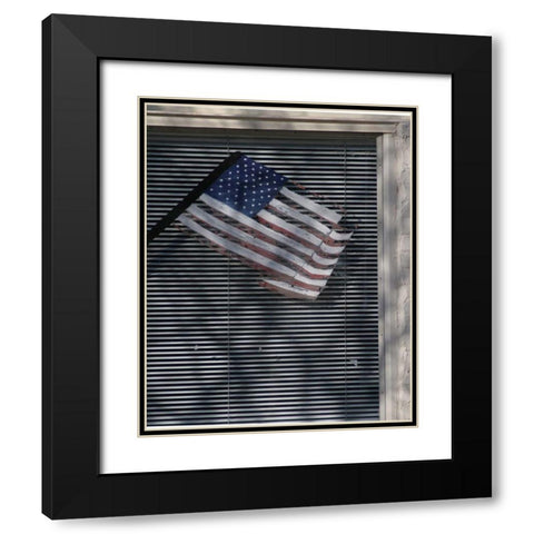 Window Flag I Black Modern Wood Framed Art Print with Double Matting by Larson, Scott