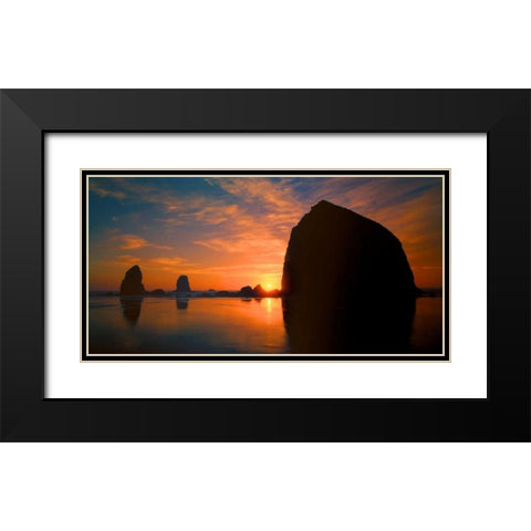Cannon Beach III Black Modern Wood Framed Art Print with Double Matting by Leahy, Ike
