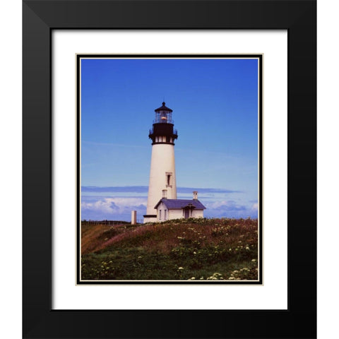 Newport Lighthouse Black Modern Wood Framed Art Print with Double Matting by Leahy, Ike