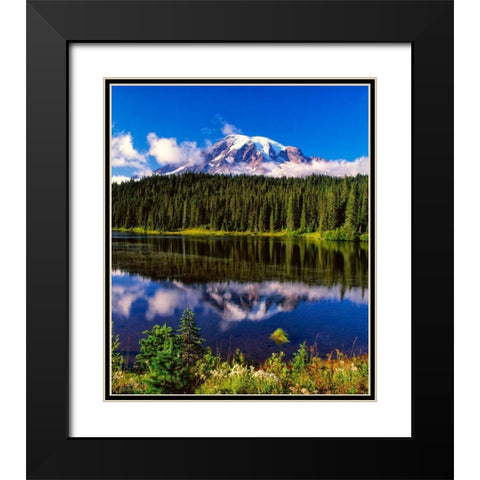 Mt. Rainer II Black Modern Wood Framed Art Print with Double Matting by Leahy, Ike