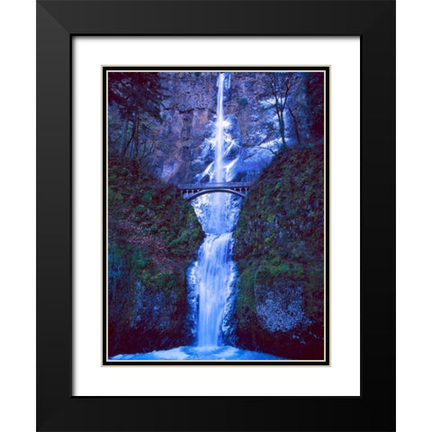 Multnomah Falls Winter Black Modern Wood Framed Art Print with Double Matting by Leahy, Ike