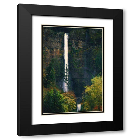 Multnomah Falls Autumn Black Modern Wood Framed Art Print with Double Matting by Leahy, Ike