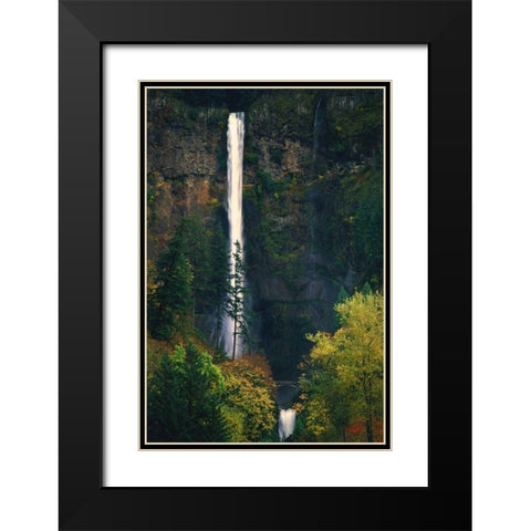 Multnomah Falls Autumn Black Modern Wood Framed Art Print with Double Matting by Leahy, Ike