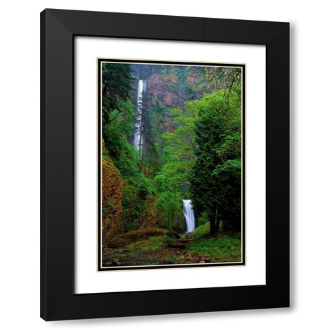 Multnomah Falls Spring Black Modern Wood Framed Art Print with Double Matting by Leahy, Ike